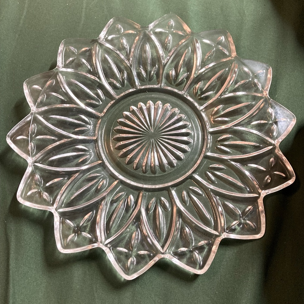 Vintage Federal Glass Petal Pattern Platter 1960's